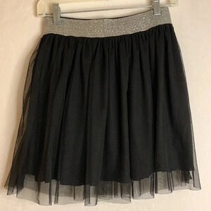 Jack by BB Dakota Black Tulle Silver Sparkle Elastic Waist Band Skirt Size Small